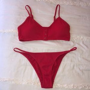 Red 2 piece swim suit